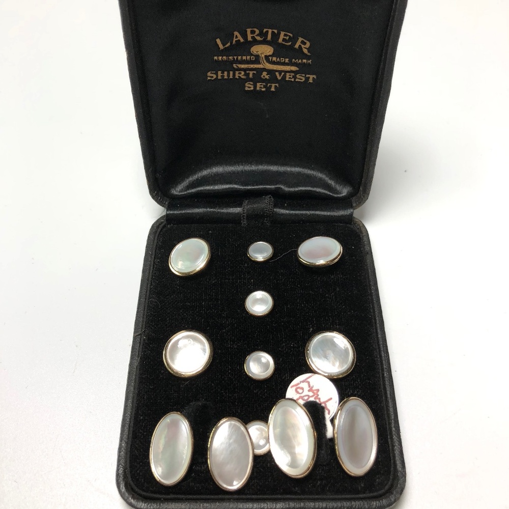 Larter Pearl Tuxedo Stud Set with Cuff links